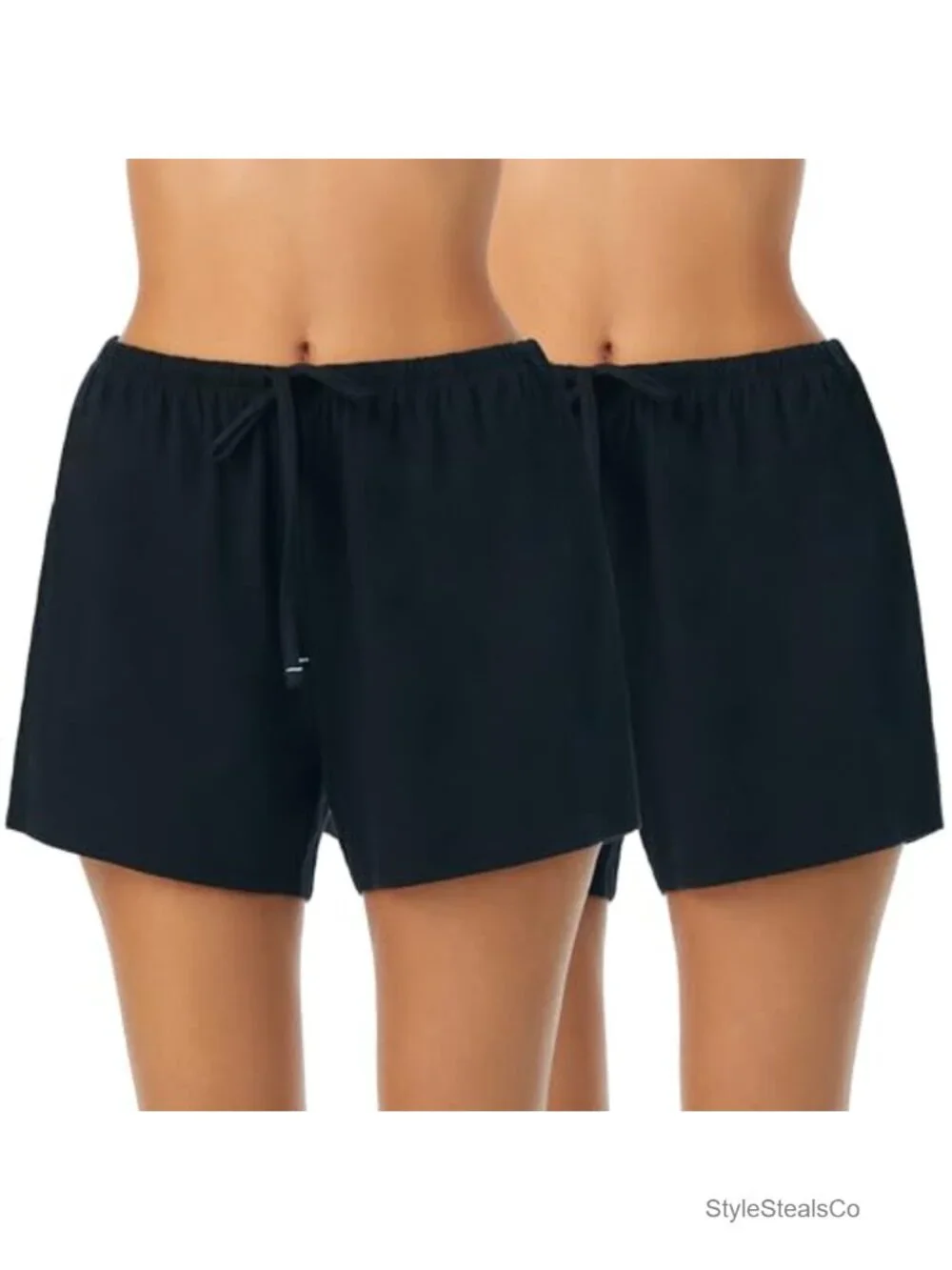 Cotton Knit Jersey Sleep Shorts Mid-Thigh Lightweight Drawstring Pajama Bottoms